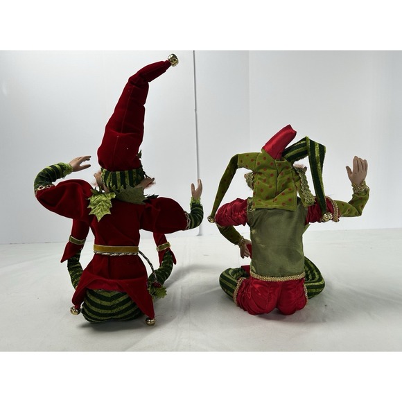 VTG Lot Of 2 Mark Roberts 32" Posable Christmas Fairy Jingle Bell Elves - Picture 5 of 10